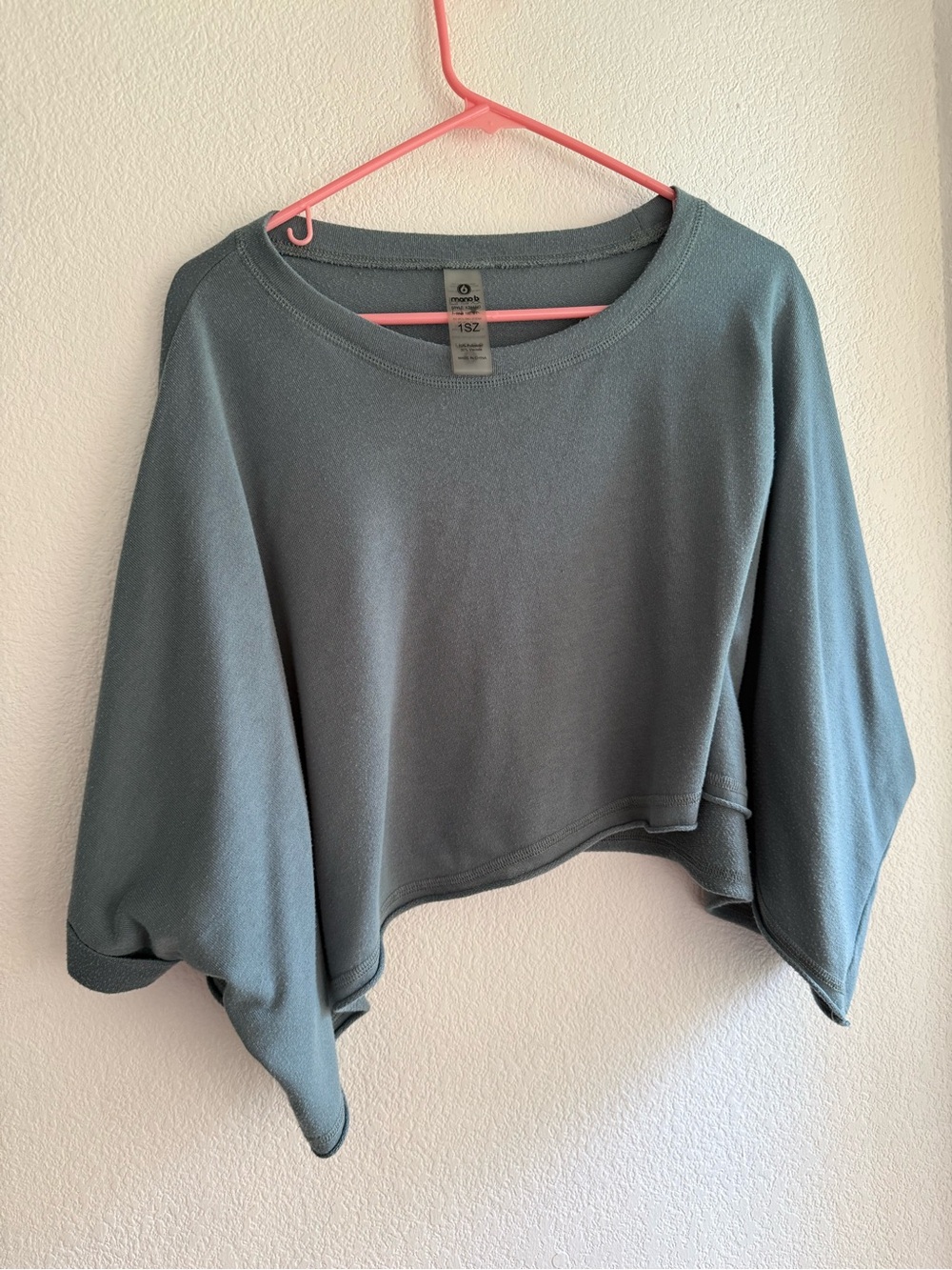 Mono B Relaxed Cropped Sweatshirt - Dusty Blue